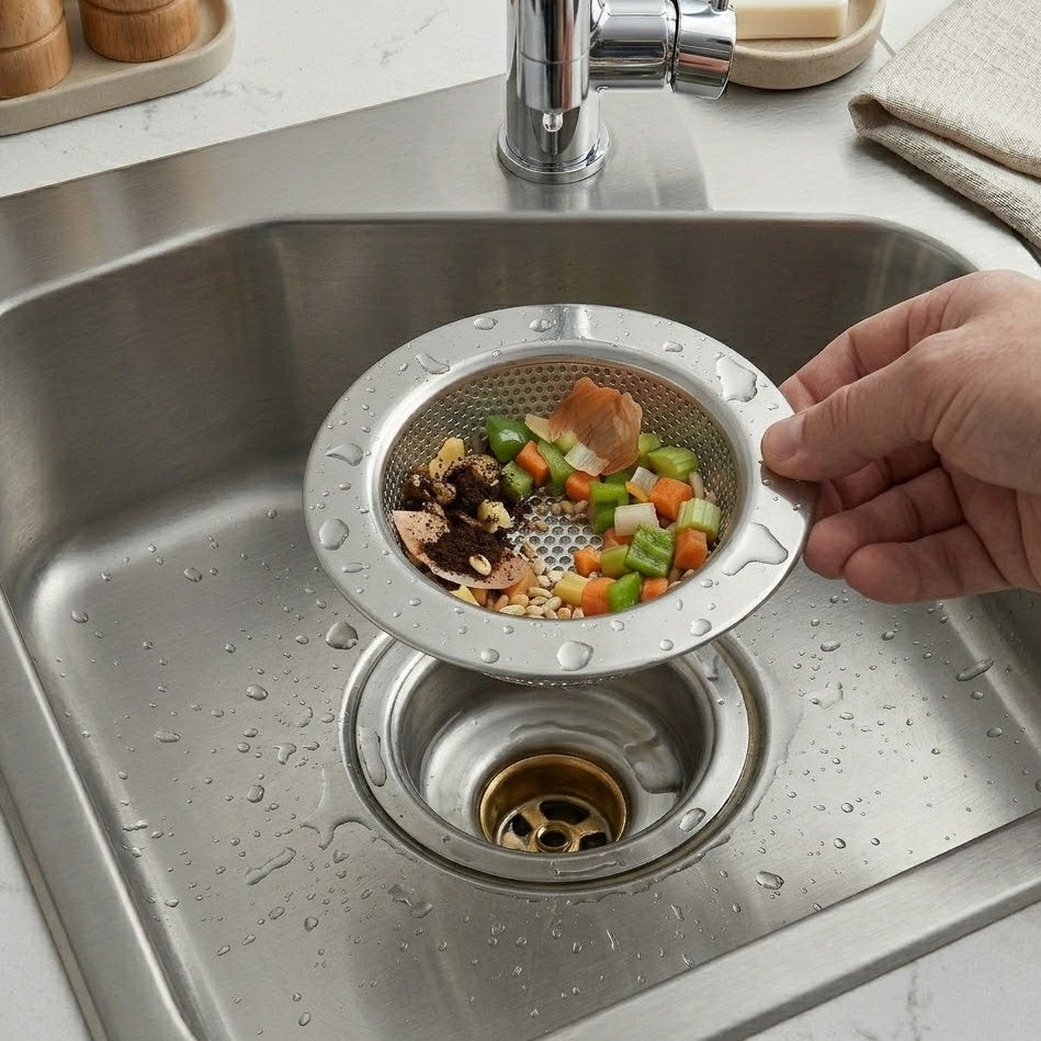 Yummolocosh Series Sink Strainer: High-Density Micro-Perforated Mesh Drain Filter - Professional Grade Stainless Steel with Polished Mirror Finish